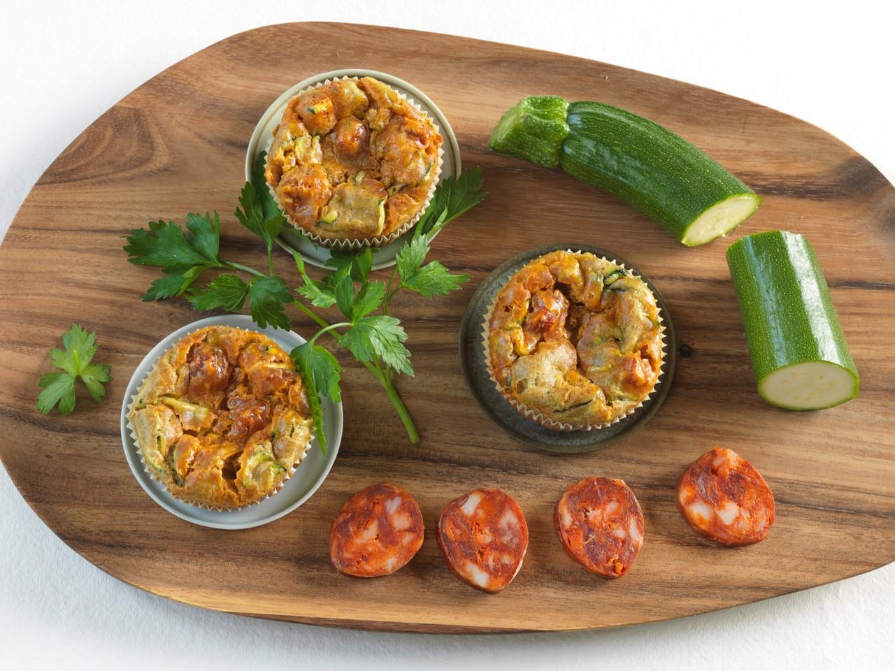 Muffins salés courgette chorizo 